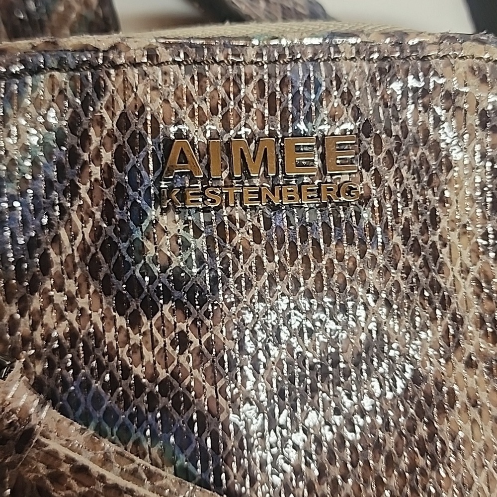 Aimee Kestenberg Iridescent Multi-Tone Snake Print Crossbody/cell Leather Bag. - Picture 2 of 13